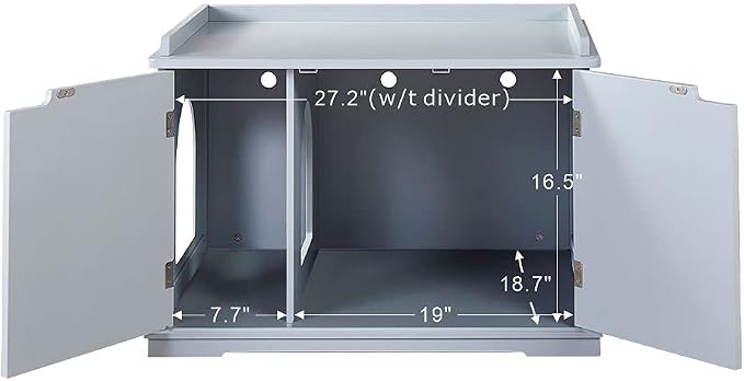 unipaws Cat Litter Box Enclosure Furniture, Cat Washroom, Hidden Litter Box - Image 6