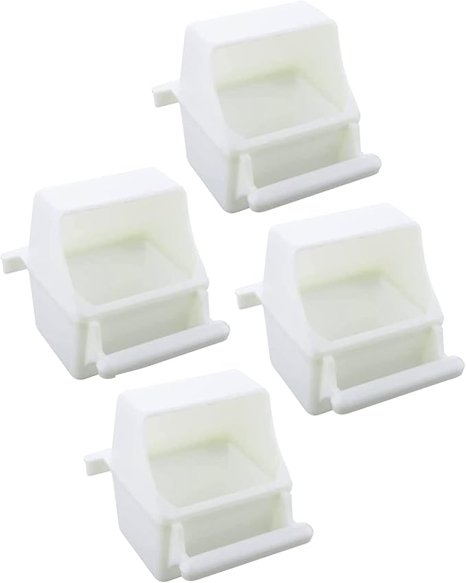 Lot of 4 Bird Cage White Plastic Seed Water Feeder Cups by Mcage