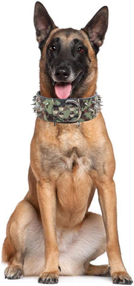 Serijoars Spiked Studded Dog Collar, PU Leather Dog Collar, Adjustable Pet - Image 2
