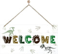 Welcome Sign for Front Door, Playroom Wall Decor, Dinosaur Theme Wall Hanging by corner+wind