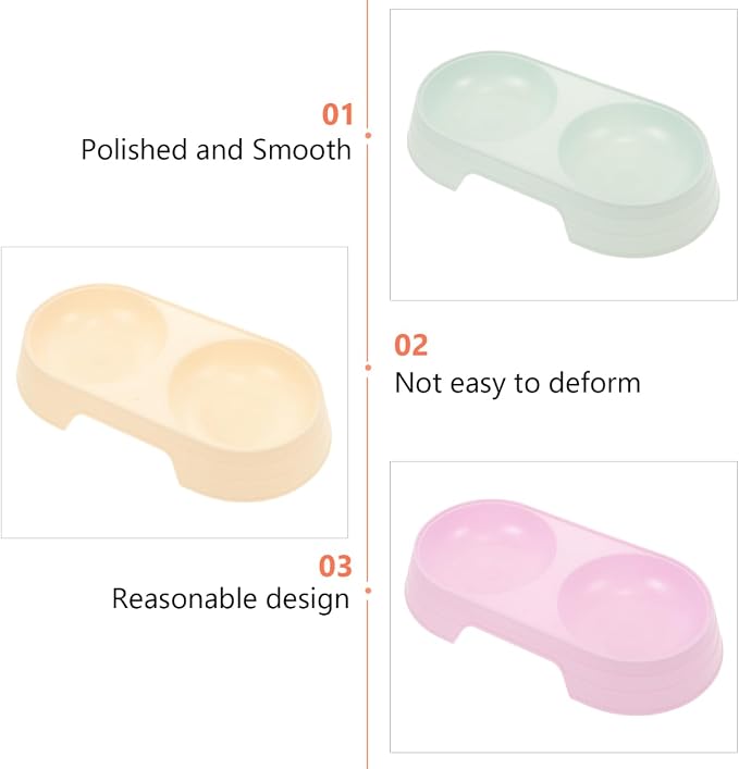 Balacoo 8 Pcs Cat Food Feeder, Plastic Double Bowl Cat Feeder, Candy Color Pet - Image 6