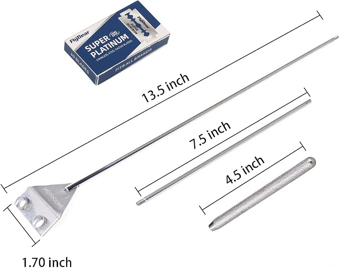 HOTOOLME Aquarium Scraper, 25.6" Stainless Steel Scraper Cleaning Razor - Image 3