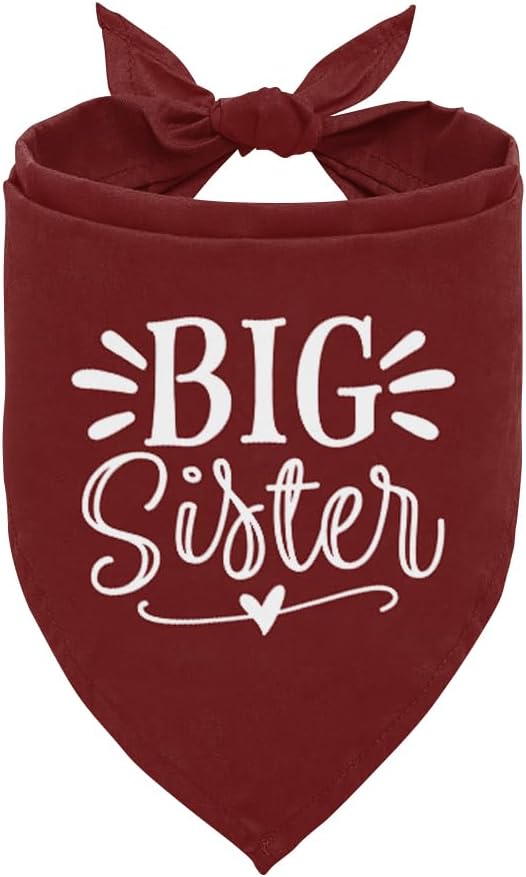 Big Sister Bandana for Dogs, Dog Pregnancy Announcement, Dark Red Dog Bandana by ZPPRJF
