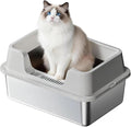 Stainless Steel Litter Box, XL Enclosed Cat Litter Boxes by Garvee