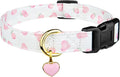 Cotton Handmade Dog Collar Cute and Distinctive Patterns White and Pink Love by Fyeqyaou
