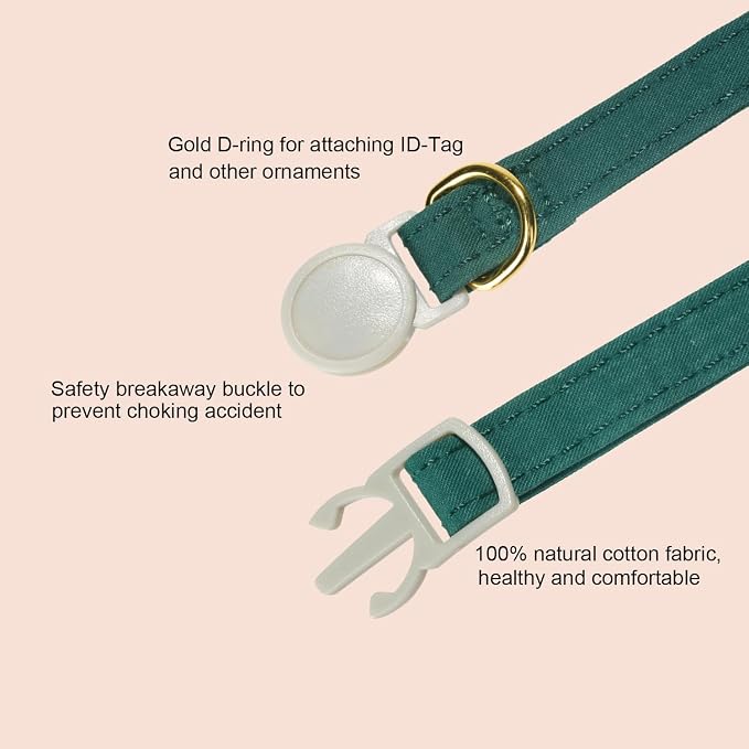 Bunny Ear Cat Collar with Bell and Bow Tie, Breakaway Cute Bowtie Kitten Collars - Image 3