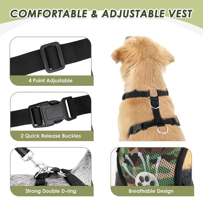 SlowTon Dog Seat Belt Harness for Car, Dog Car Harness Adjustable Mesh - Image 4