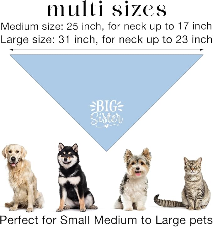Big Sister Dog Bandanas, Light Blue Pet Scarf Accessories, Pet Triangle Scarf - Image 3