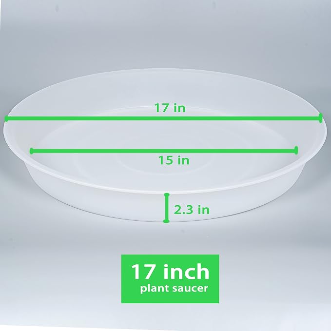 2 Pack of 17 inch Plant Saucer, 2.3" Depth Tray, Large Deep Garden Plastic - Image 2