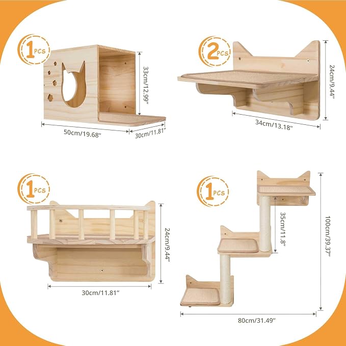 9-Piece Cat Wall Shelves and Perches - Image 2