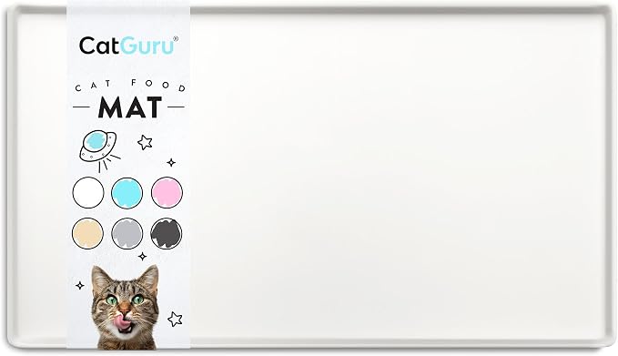 CatGuru Cat Food Mat, Small & Large Pet Feeding Mat, 100% Waterproof Cat by CatGuru