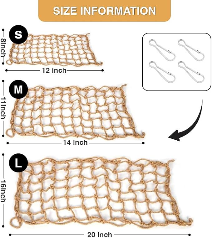 2 Packs Natural Bird Rope Net Parrot Swing Hammock - Image 2