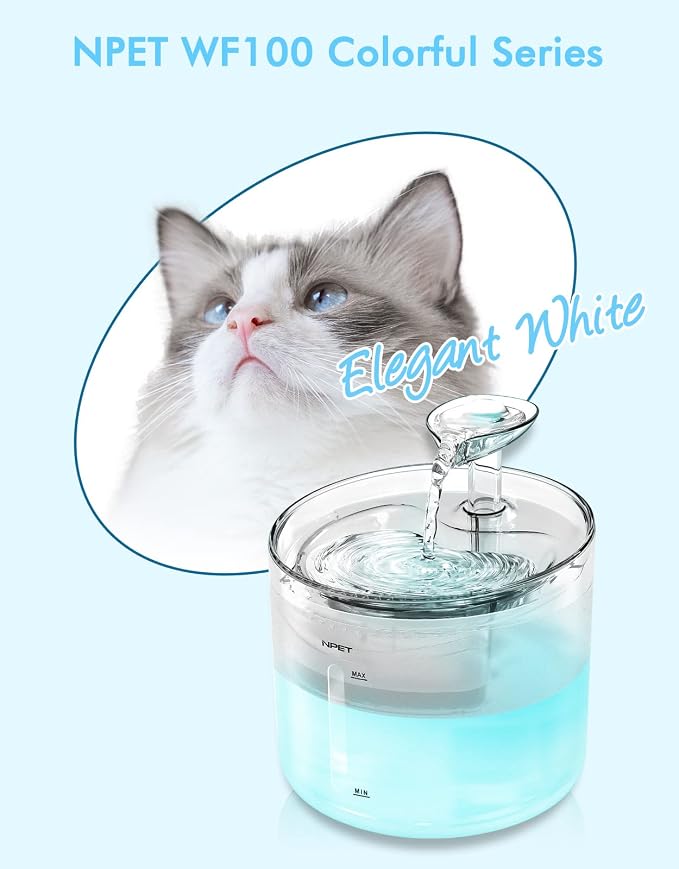 NPET WF100 Cat Fountain, 54oz/1.6L Automatic Pet Water Fountain Dog Water - Image 5