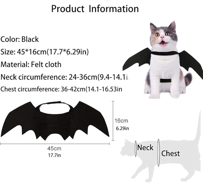 Pet Cat Bat Wings for Halloween Party Decoration, Puppy Collar Leads Cosplay - Image 3