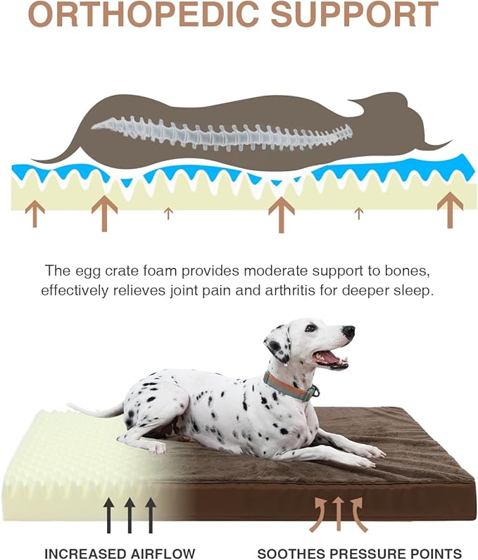 KSIIA Orthopedic Dog Bed Crate Waterproof Pet Mats - Image 2