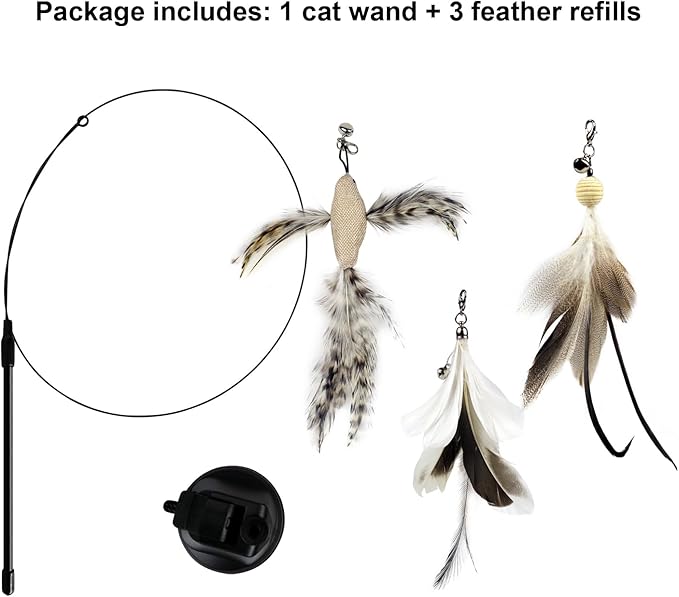 TTcat Cat Wand Toys with Suction Cup, Interactive Bird Simulation Cat Toy Set - Image 2