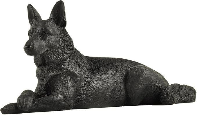JFSM INC. 6" Black German Shepherd Dog Figurine – Hand-Painted Gift by JFSM+INC.