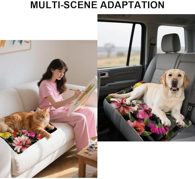 Pink Flowers Pet Sleeping Pad Cat Cushion Pad Pet Beds - Image 5