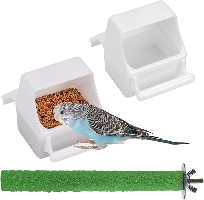 IBWell 2 Pack Bird Water Bowl Clear Bird Food Container Bird Cage Feeder No by IBWell