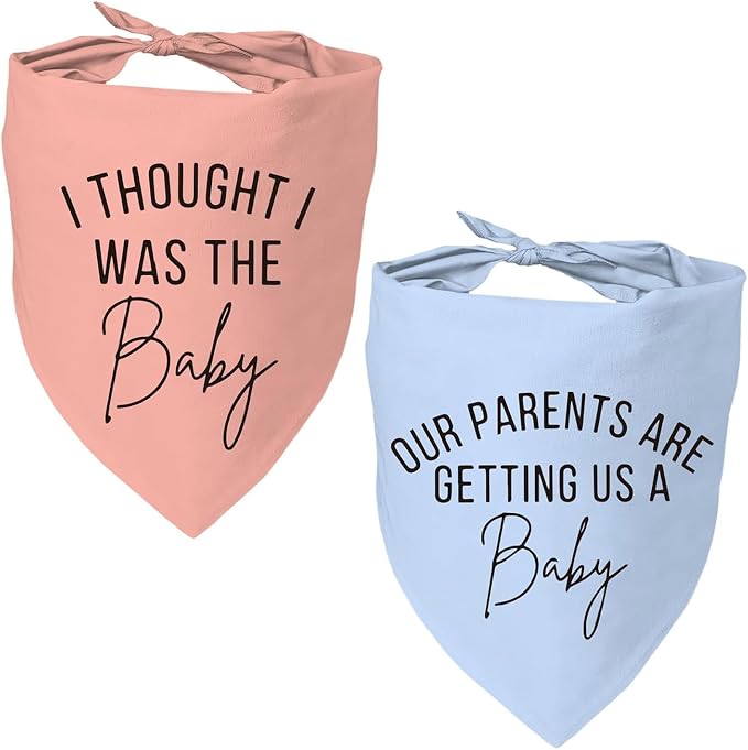 2 Pack Dog Bandanas for Pregnancy Announcement, Cute Adjustable Pet Bandana by Mixrowa