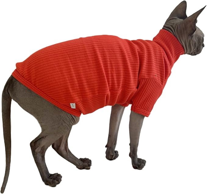 Sphynx Cats Shirt Cat Turtleneck Cotton Sweater Pullover Kitten T-Shirts - Image 3