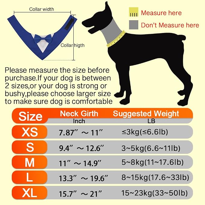Dog Tuxedo, Formal Dog Wedding Bandana Adjustable Pet Collar - Image 3