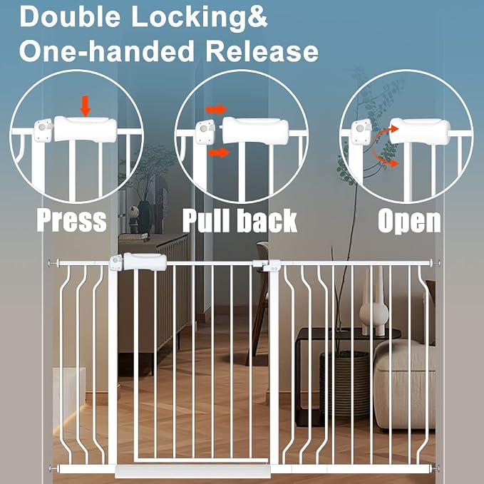 29-34 Inch Wide Baby Gate for Stairs Dog Gate Indoor Pressure Mounted No Drill - Image 3