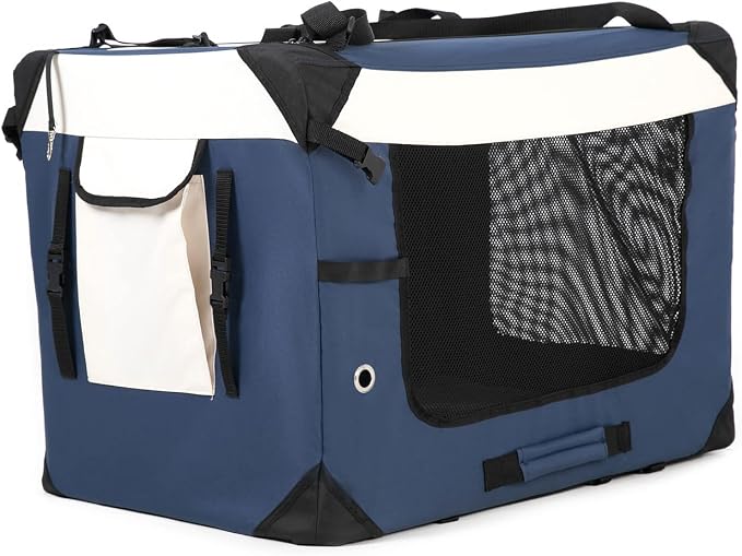 Large Cat Carrier, Collapsible Dog Travel Crate Portable Soft-Sided Pet Carrier - Image 2