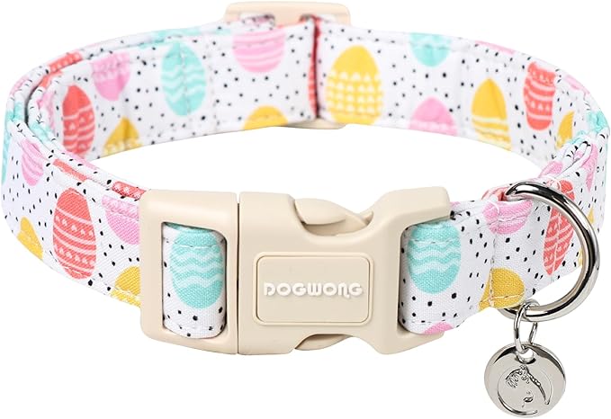 DOGWONG Easter Dog Collar, Colorful Egg Dog Collar Soft Durable Adjustable by DOGWONG