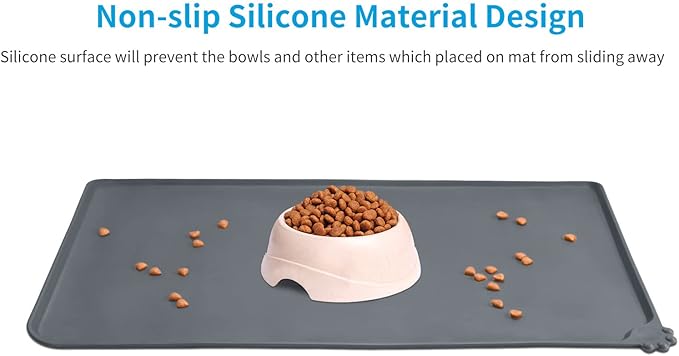 AUDWUD Silicone Waterproof Pet Feeding Mats, Anti Slip Bowl Pad, Dog Mat - Image 2
