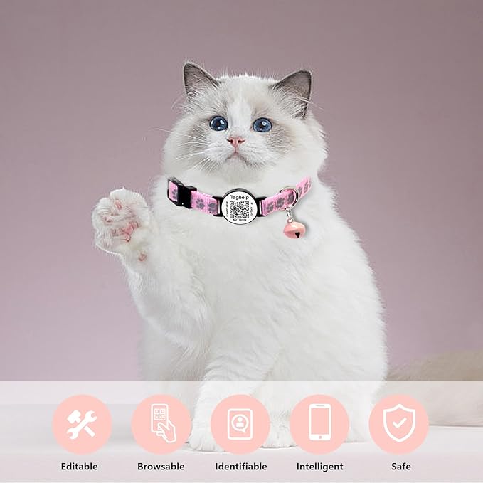 Cat Collar Breakaway with QR Code Name Tag, Reflective Kitten Collars with Bell - Image 5