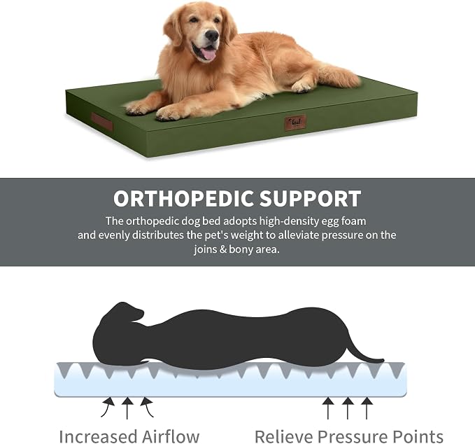 Outdoor Dog Bed for Small Dogs & Cats, Waterproof Dog Crate Mat Orthopedic Egg - Image 2