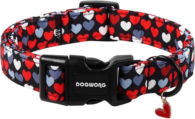 DOGWONG Red Heart Dog Collar, Cute Valentine Collar, Valentine's Day Dog Collar by DOGWONG