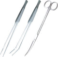 3-Piece Aquascaping Tools Set – 25cm / 9.8in Straight & Curved Long Tweezers by UTK+Usagi+To+Kame