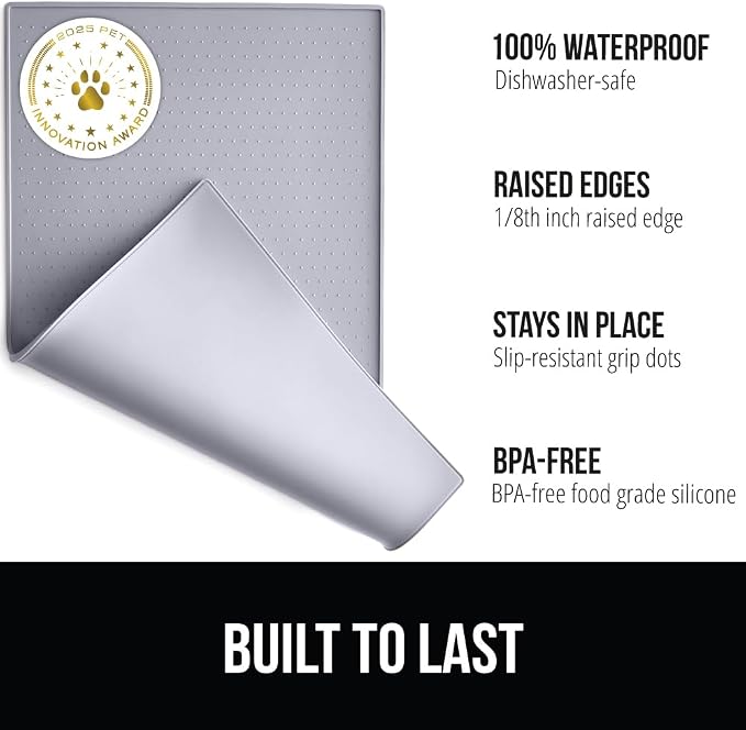 GORILLA GRIP 100% Waterproof Raised Edge BPA Free Silicone Pet Feeding Mat - Image 2