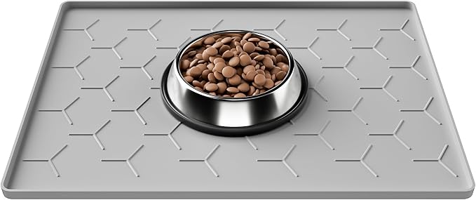Pieviev 16''x12'' Dog Cat Food Bowl Mat, Silicone Waterproof Food Grade Pet by Pieviev