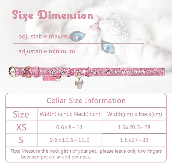 PetsHome Cat Collar, Dog Collar, PU Leather Adjustable Pet Collar - Image 6