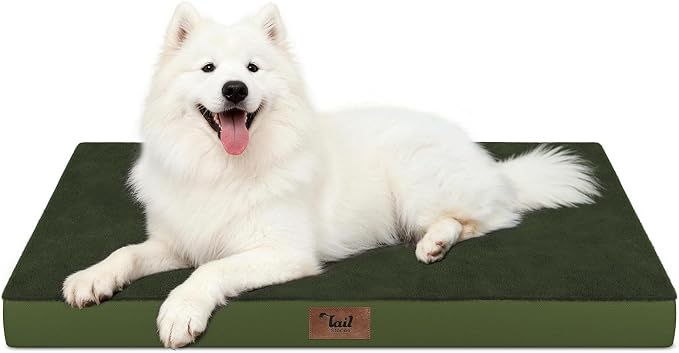 Large Comfy Washable Dog Bed, Orthopedic Egg Crate Foam Dog Crate Mat by TailStories
