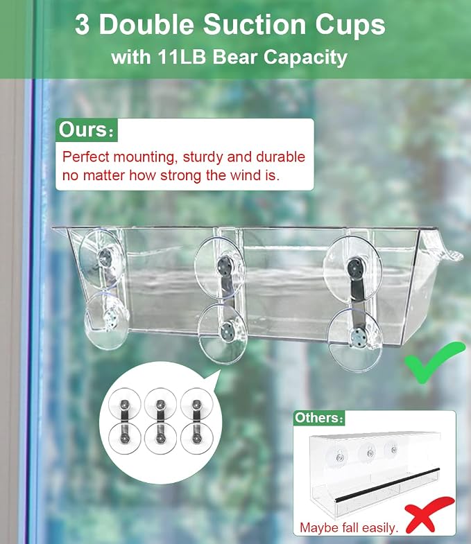 Clear Window Mounted Bird Feeder Bath - Image 4