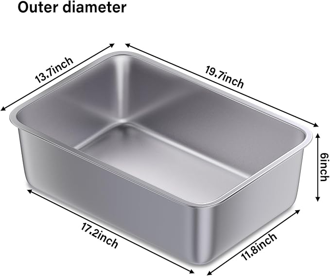 Stainless Steel Litter Box 2 Pack, 19.7"x13.7"x6" Large Metal Litter Box - Image 3