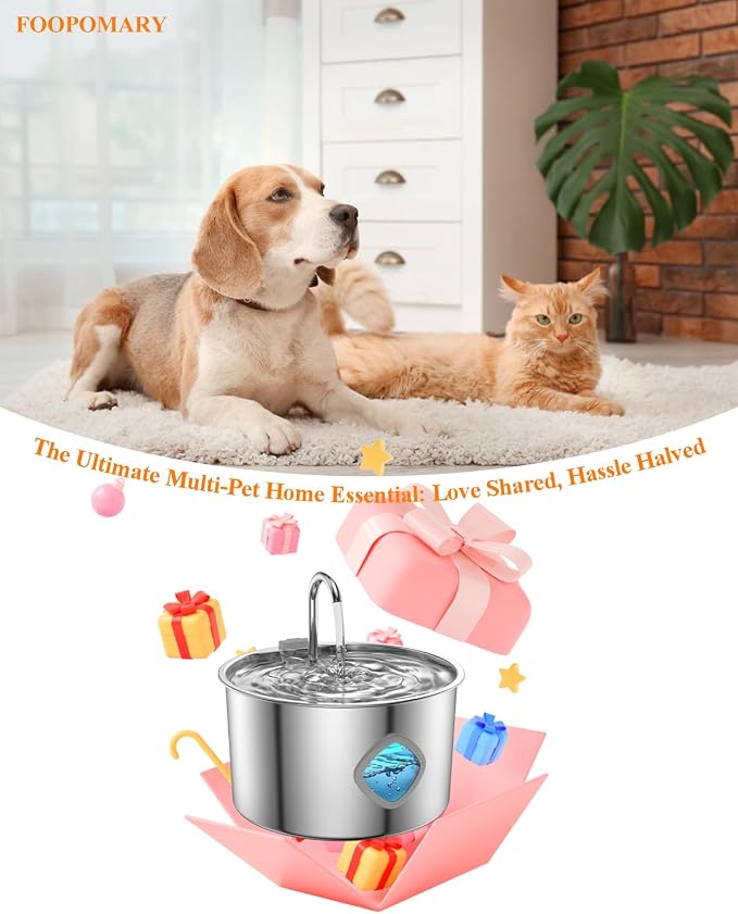 Cat Water Fountain Stainless Steel, 3.2L/108oz Automatic Pet Drinking Dispenser - Image 9