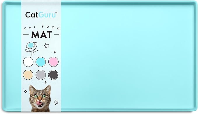 CatGuru Cat Food Mat, Small & Large Pet Feedingd Mat, 100% Waterproof Cat Mats by CatGuru