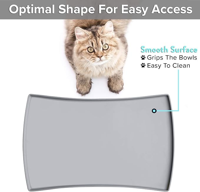 CatGuru Cat Food Mat, Small & Large Pet Food Mat, 100% Waterproof Cat Placemat - Image 4