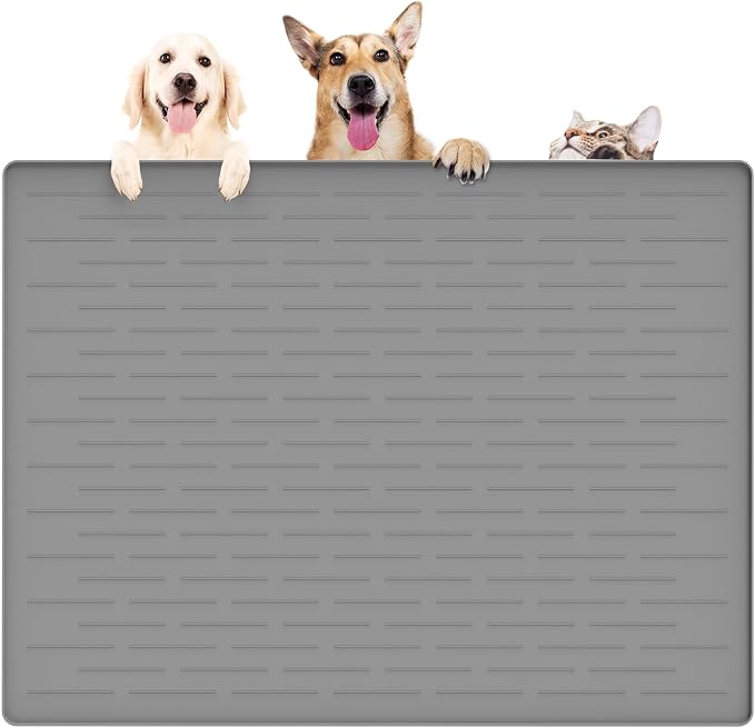 39.4"x29.5" Large Pet Food Mat, Silicone Dog Mats by WelcometoULTIBE