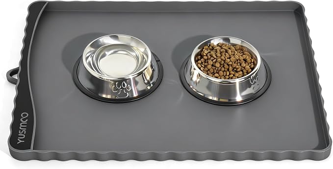 Dog Food Mat 20" x 15", Waterproof Silicone Pet Feeding Mat by YUSMOO