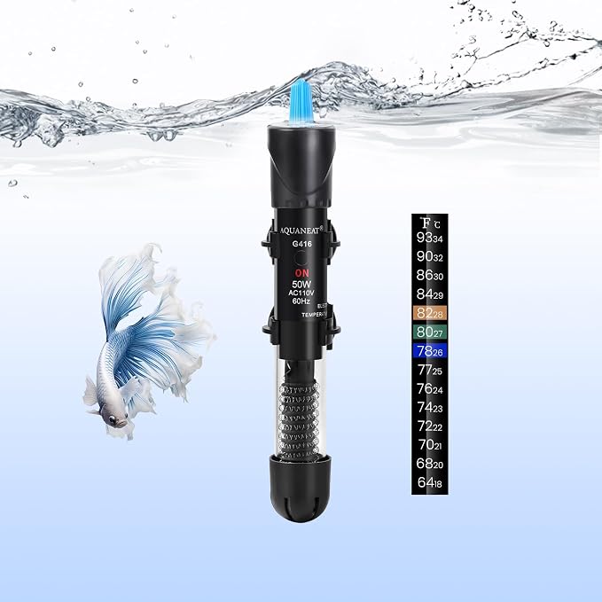 AQUANEAT Aquarium Heater, 50W Fish Tank Heater, Adjustable Submersible Water by Aquaneat