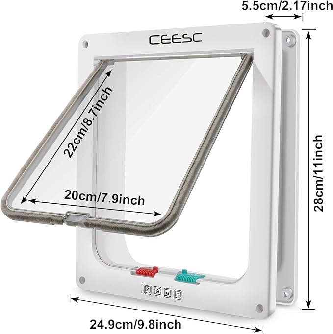 CEESC Extra Large Cat Door, Weatherproof, ABS Material, 4-Way Locking Flap - Image 3