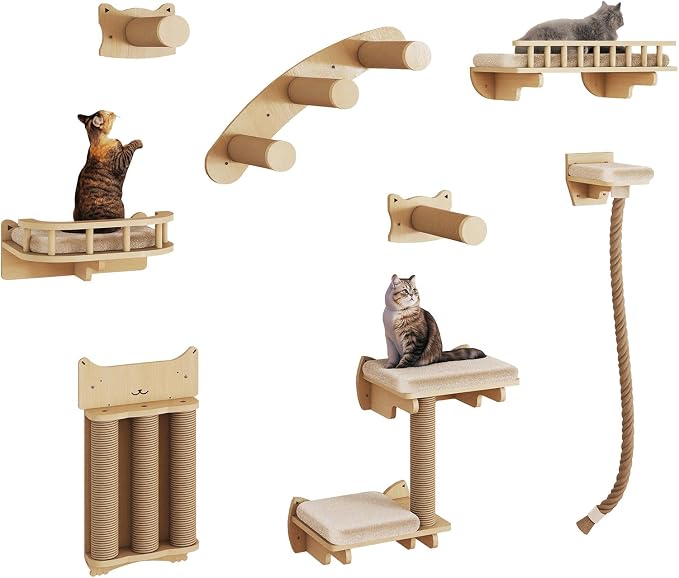 BYBYME Cat Climbing Wall Set Made of Natural Wood, Kitten Platform, 100CM Sisal - Image 8