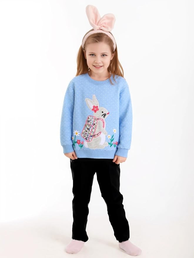 Toddler Baby Girls Cotton Sweater, Long Sleeve Crewneck Sweatshirt Pullover - Image 2