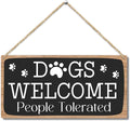 Dog Welcome People Tolerated Dog Lover Rustic Wooden Hanging Sign Decor by Zodvery